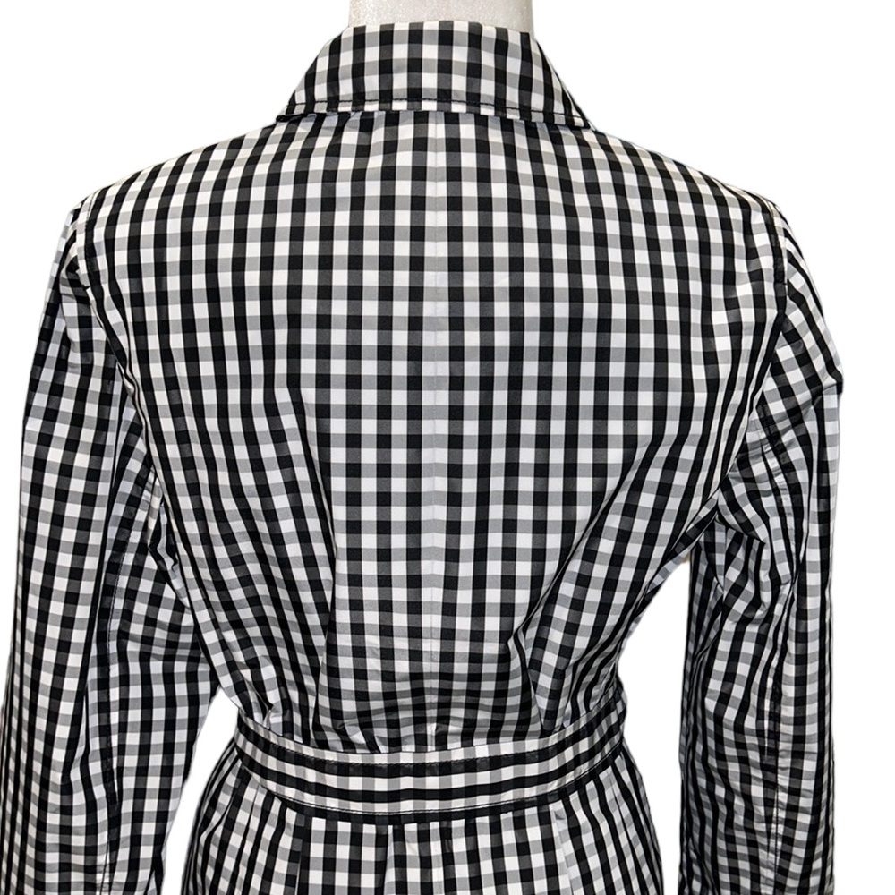 NWT Talbots Mac Black White Gingham Belted Weather Resistant Trench Coat - 6 - Picture 10 of 15